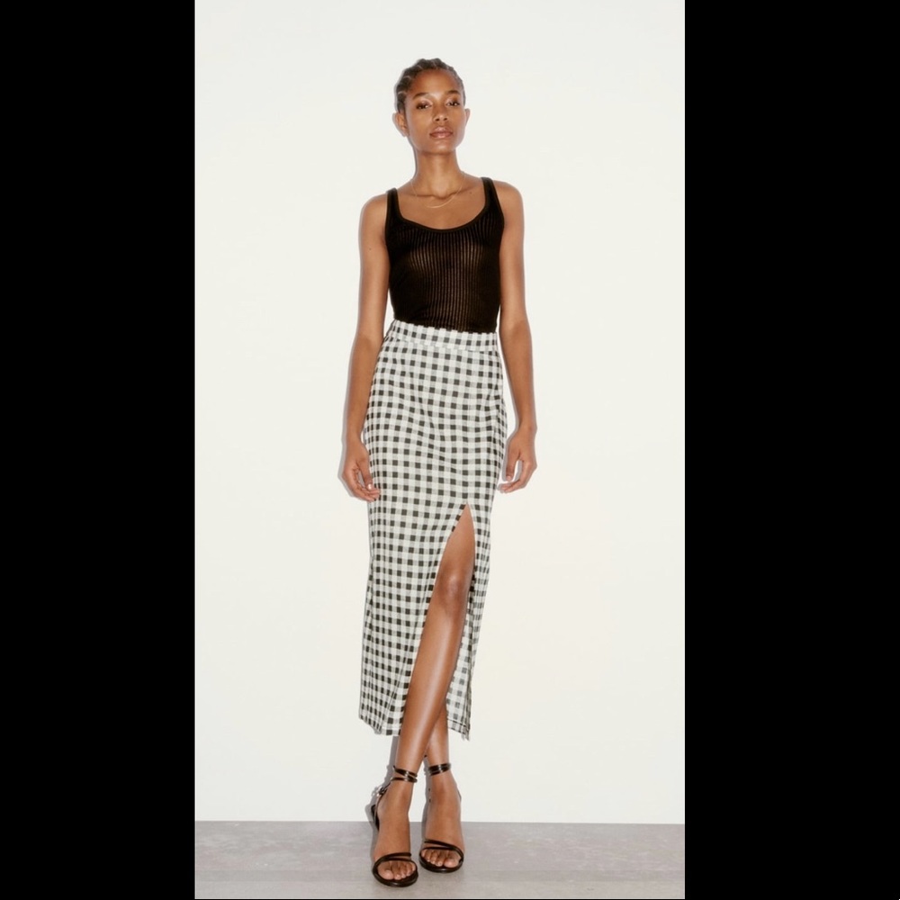 NWOT ZARA Checked Slit Skirt
